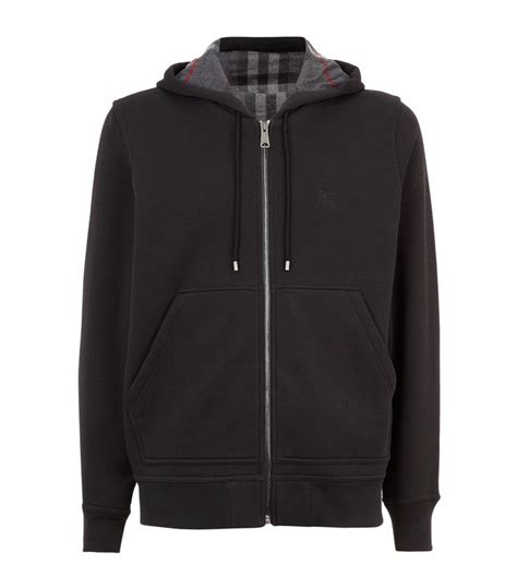 burberry claredon full zip hoodie|Check Label Cotton Zip Hoodie in Black .